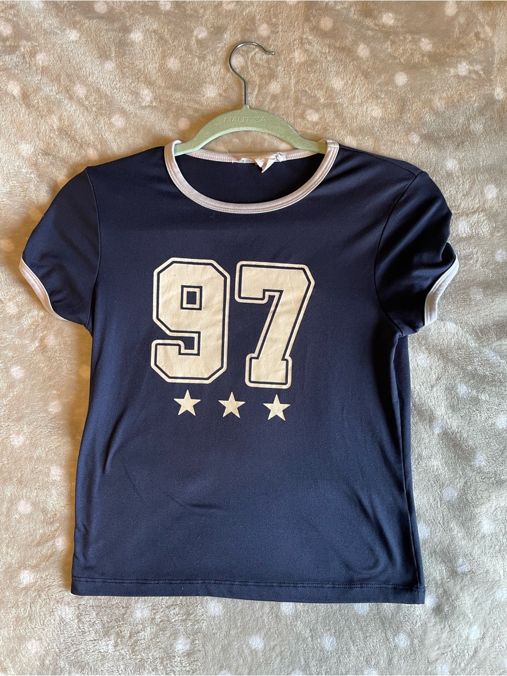 Charlotte Russe Navy Tee with White Number Graphic